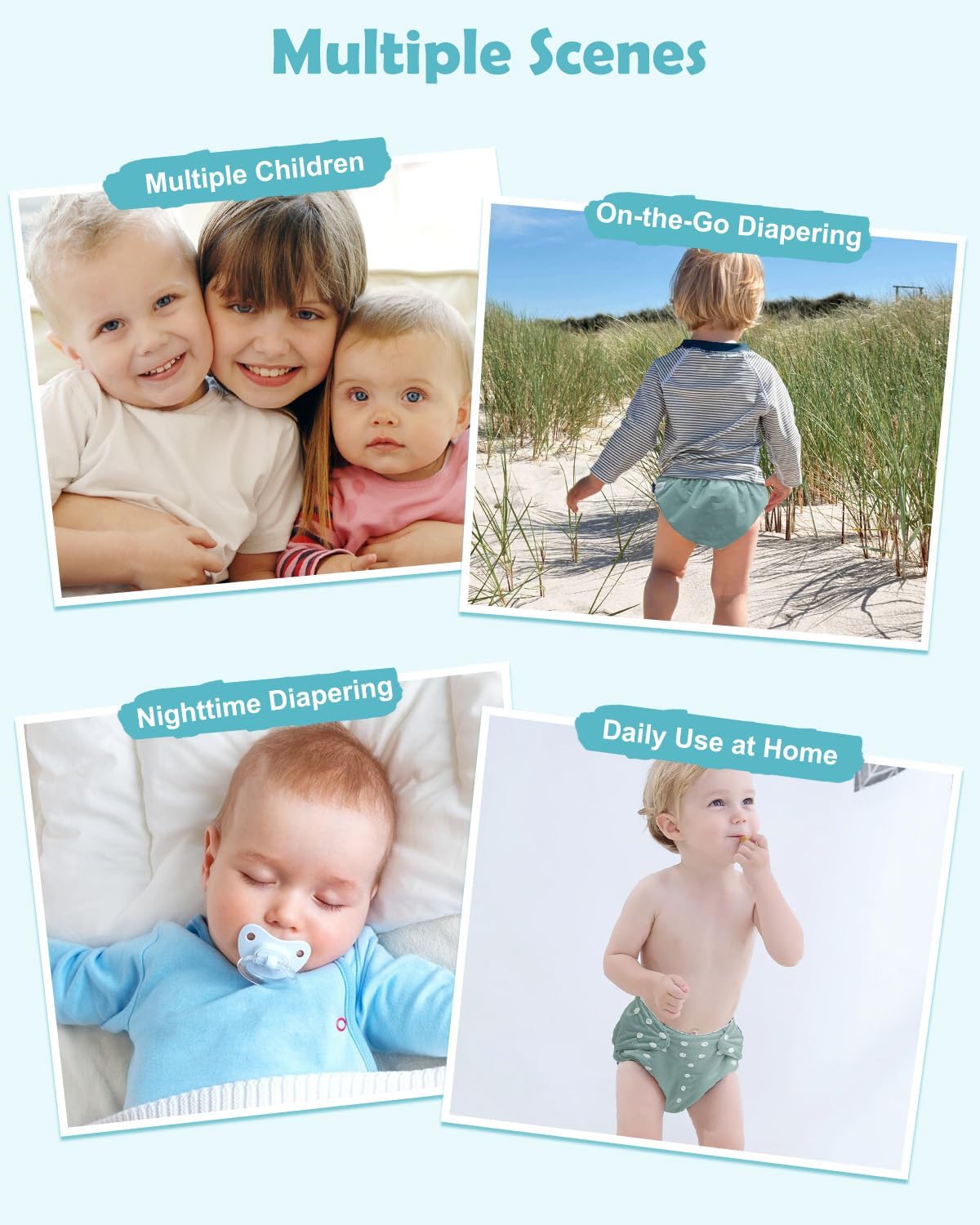 babygoal Large Cloth Diapers Pack of 13 for 3-5 Year Toddlers, Cloth Diaper Covers 6 Pack with 6pcs Inserts and Wet Bag, Reusable Washable & Waterproof
