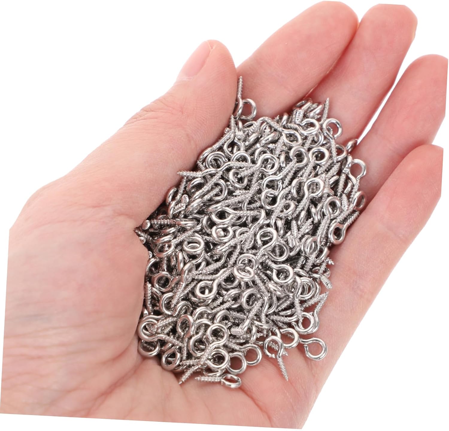 SEWACC 600pcs Silver Iron Screw Eye Pin Pegs for Jewelry Making and DIY Crafts, 10mm Small Eye Screws for Secure Hanging of Charms and Beads, for Necklace and Bracelet Assembly