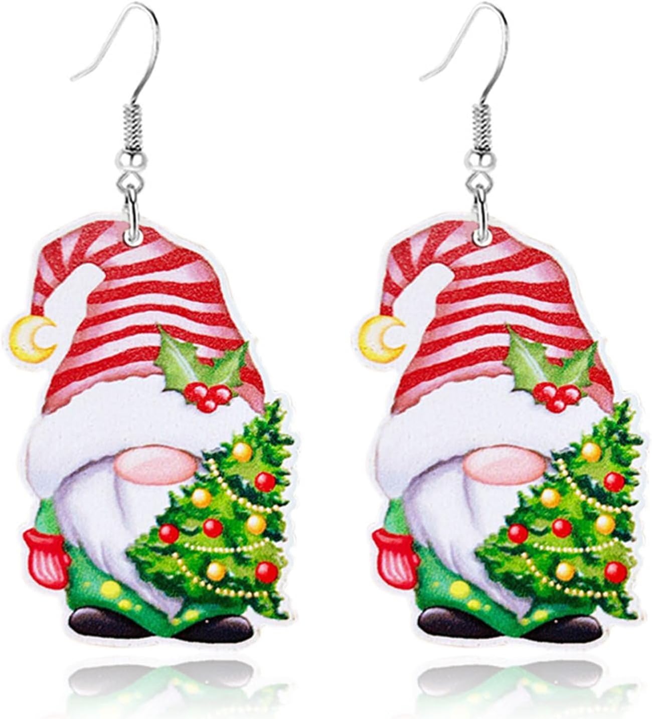 Dreuyet Christmas Wooden Dangle Earrings Cute Christmas tree Santa Claus Snowman Earrings for Women Xmas Earrings Christmas Jewelry