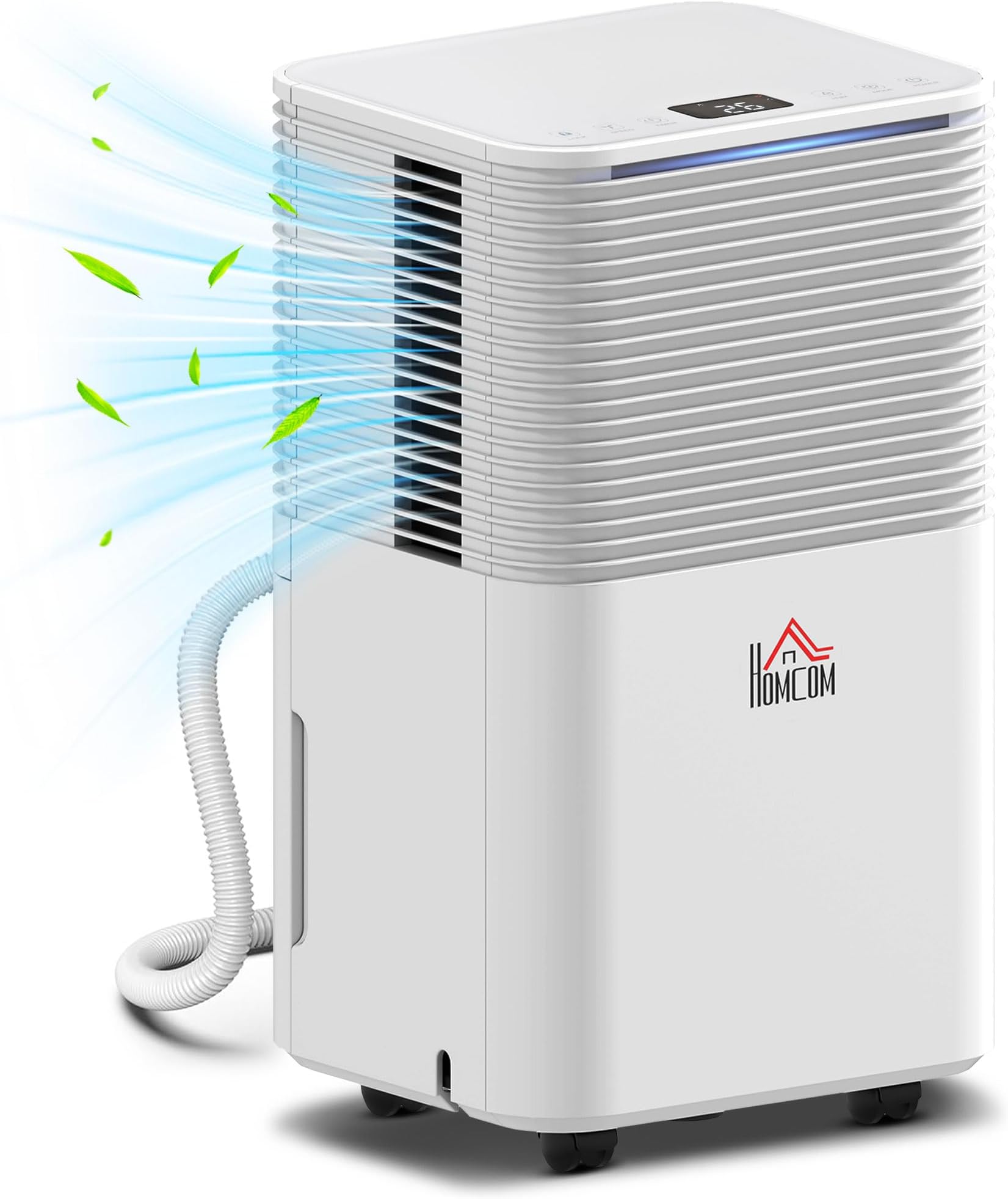 HOMCOM 10L/Day Dehumidifier with 2L Water Tank, Laundry Drying, Automatic Humidity Sensor, Electric Portable Dehumidifier with 24H Timer, 3 Modes for Home Damp, Mould and Condensation