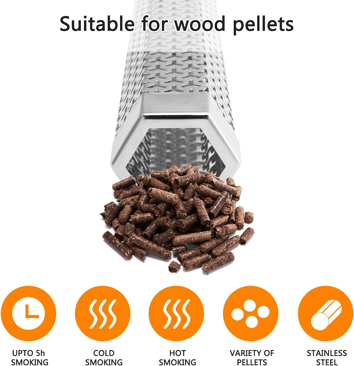 Smoke Tubes for Pellets-12'' Stainless Steel BBQ Smoker Tube. 5 Hours of Billowing with Y-Ventilation Design for Pellet Hot/Cold Smoke Tube : Patio, Lawn & Garden