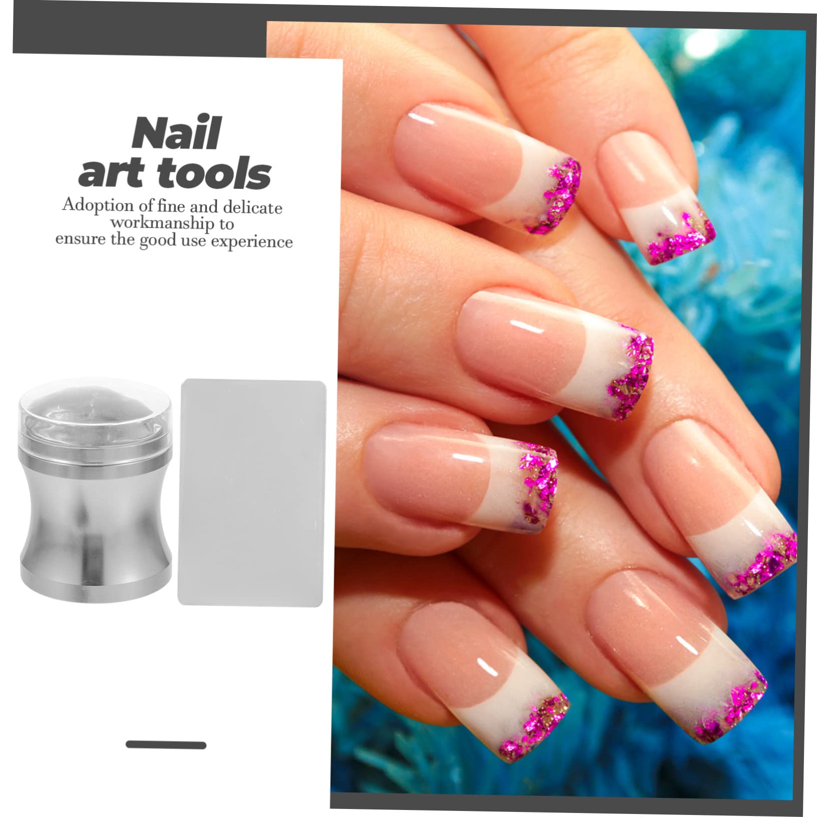 WOONEKY 5 Set Di Stampini Per Nail Art Kit Per Manicure Con Punta Francese Set Di Stencil Per Unghie Per La Progettazione