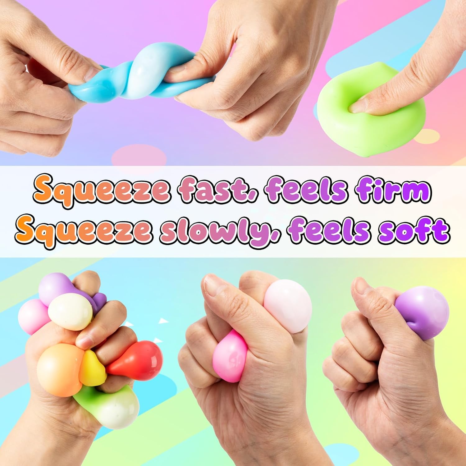 24 Pack Squishy Fidget Toys Bulk, Soft Stress Cube Ice Cube Fidget, Fidget Cubes Stress Balls, Slow Rising Squishy Stress Relief Toys for Kids Adults, Classroom Fidgets, Party Favors, Squishies - Image 4