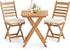 COSTWAY 3-Piece Balcony Furniture Set Bistro Table with 2 Chairs Folding Balcony Set Made of Acacia Wood with 2 Cushions Bistro Set Garden Furniture Seating Set for Balcony Garden (Horizontal)