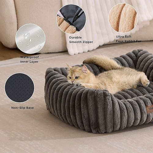 Miniatura 4 de Cama para perros de tamaño mediano, cama ortopédica rectangular grande para mascotas con funda lavable esponjosa y parte inferior antideslizante, 30