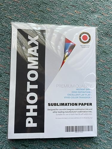 PHOTOMAX - Papel fotográfico de sublimación tamaño 8,5 x 11 (110 hojas) - Calidad fotográfica - Secado instantáneo - Para uso con impresora de PHOTOMAX - Papel fotográfico de sublimación tamaño 8,5 x 11 (110 hojas) - Calidad fotográfica - Secado instantáneo - Para uso con impresora de