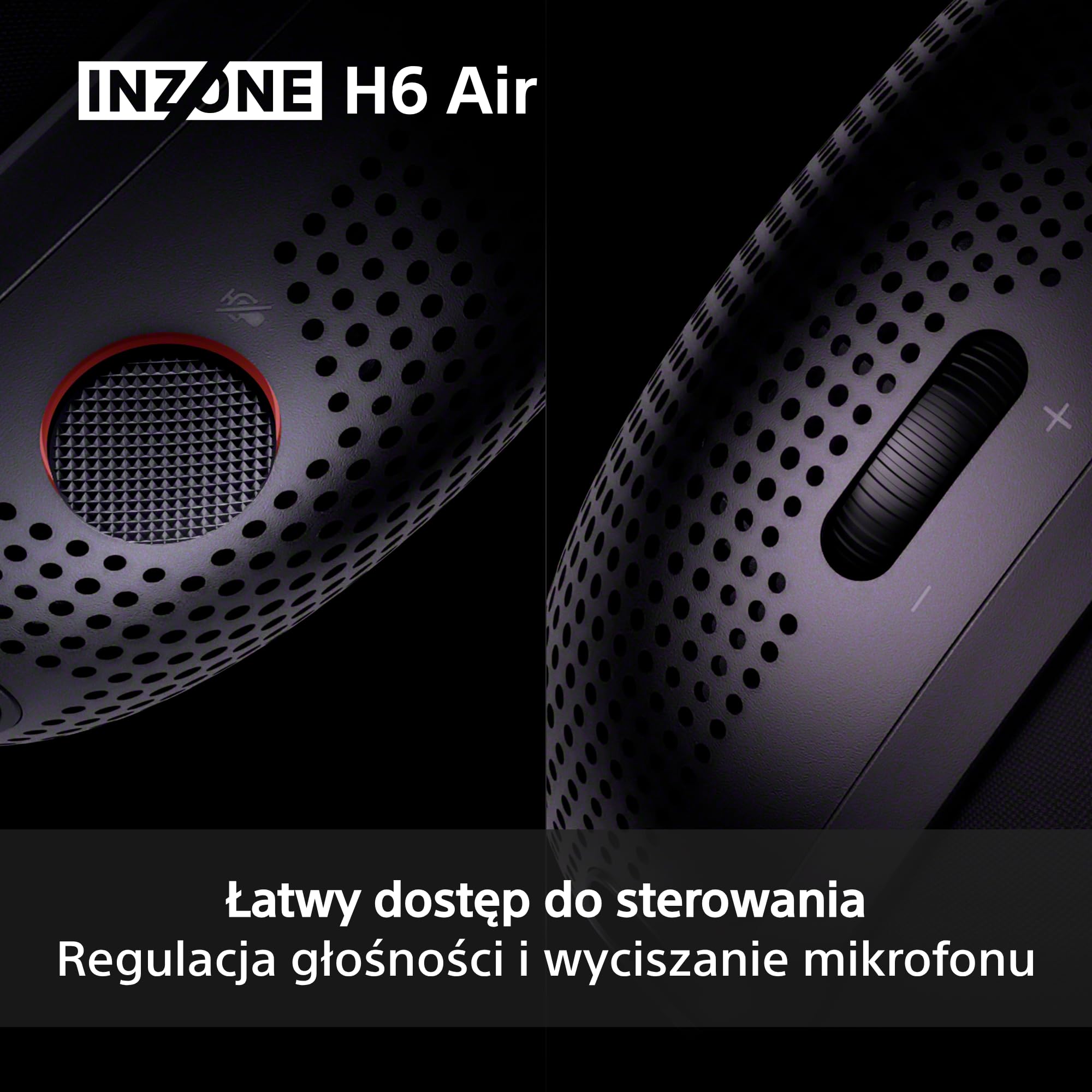 Sony INZONE H6 Air otwarty przewodowy zestaw słuchawkowy gamingowy, 360 Spatial Sound for Gaming, ultralekka konstrukcja 199 g, odłączany mikrofon na wysięgniku, INZONE Hub Custom EQ, PC/PS5, czarny