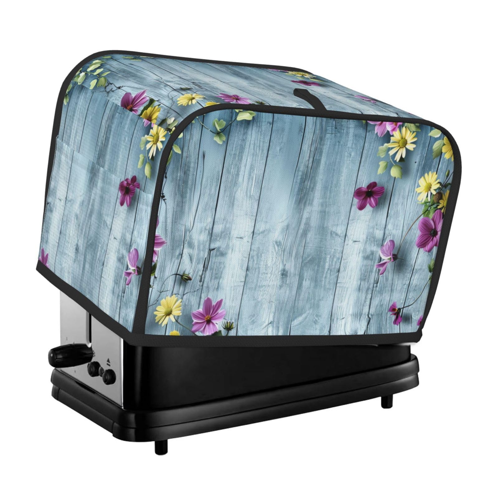 AZIYFBR Blue Wood Texture Toaster Cover, 2 Slice, Dust-Proof, Washable, with Top Handle