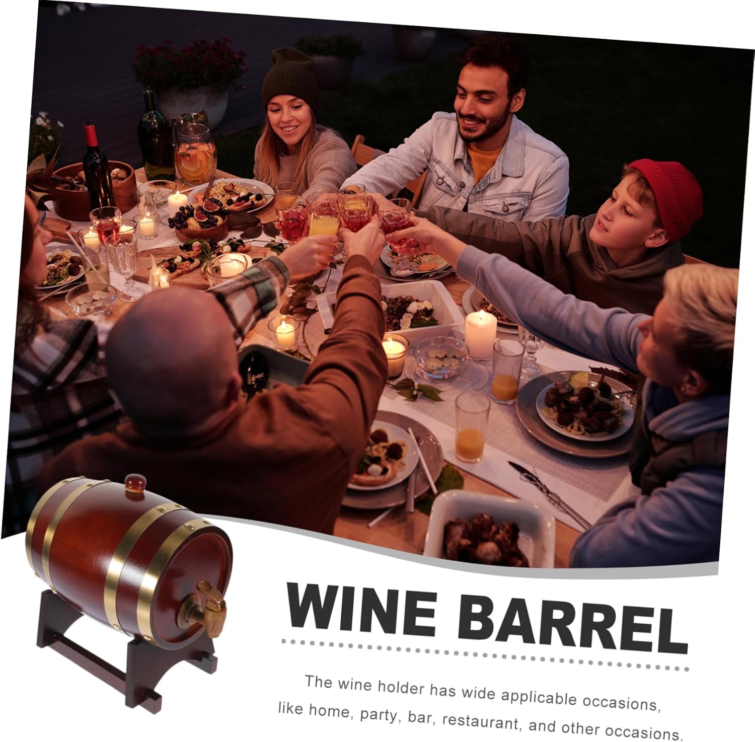 Unomor Wooden Wine Barrel 1.5L Red Wine Aging Barrel Household Beer Storage Bucket for Parties and Home Brewing