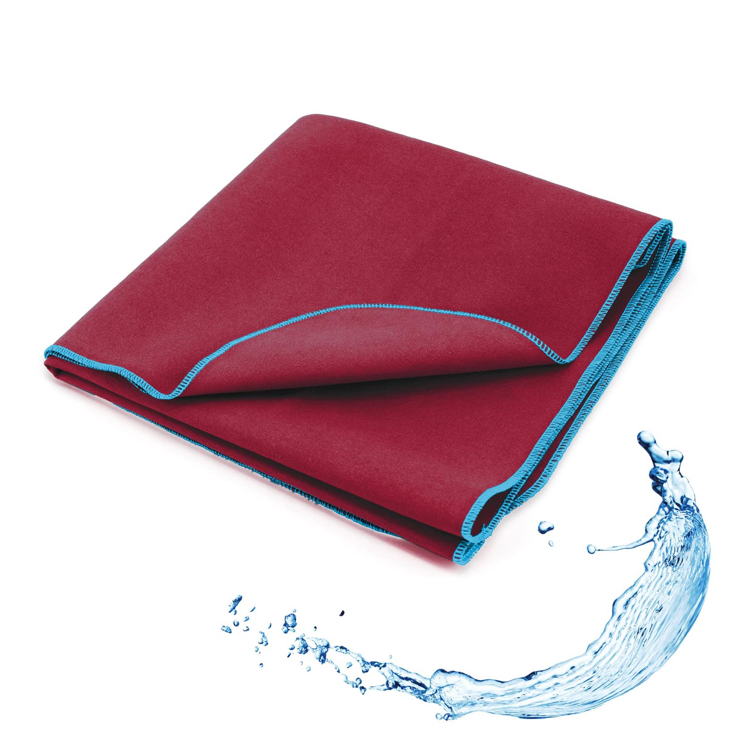 SETEXEvolon(R) Sports Towel for Men and Women, Ideal for Gym, Berry with Blue Stitching, 50 x 100 cm