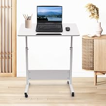 Adjustable Height Standing Desk, Stand up Desk with 360 Flip, Wheels for Small Spaces and Home Offices Classrooms, White, Modern Style, 32-47 in Height Range
