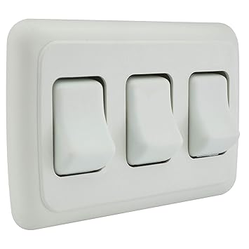 RV Switch SPST Switch On/Off 3 Gang Bezel | RV Electrical | Camper Switches (White)