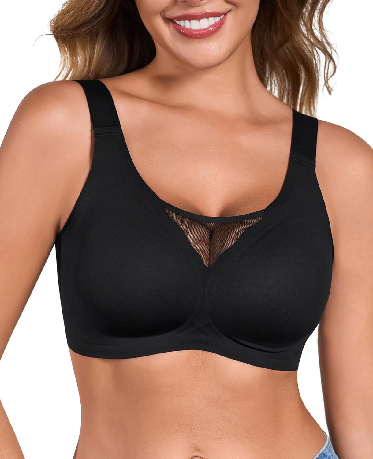 GLNEGE Womens Seamless Jelly Bra Comfortable Push Up No Underwire Supportive Bras Full Coverage Soft Everyday Bra