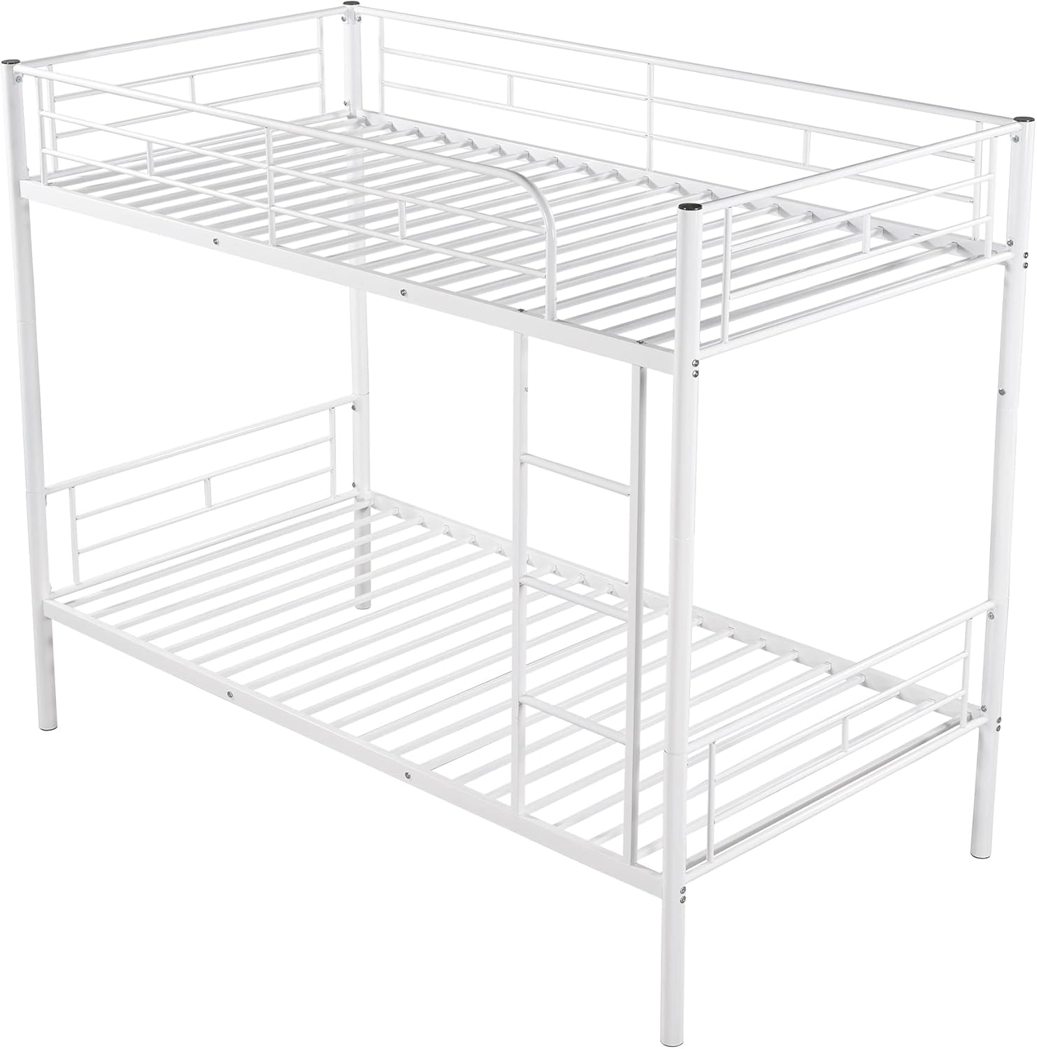 Metal Bunk Bed,Twin Over Twin Heavy Duty Bed Frame with Guardrails and Ladder for Boys, Girls,Teens and Adults,Convertible to 2 Separated beds (White)