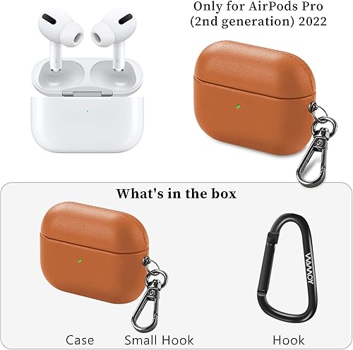 Miniatura 2 de Funda de piel para Airpods Pro 2, funda protectora con gancho compatible con AirPods Pro de 2 generación (negro)