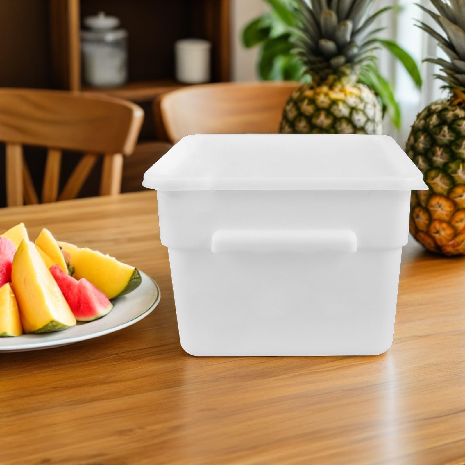 POPETPOP Contenitore Quadrato in Plastica con Coperchio 12l Bianco | Manico Integrato, Adatto per Cucina e Meal Prep, Dimensioni 29, 00x29, 00x21, 00cm