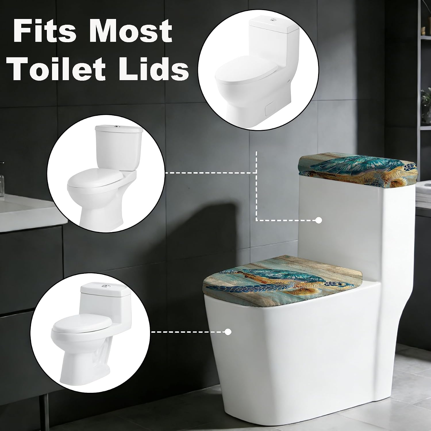 2 pack Toilet Lid Cover & Tank Lid Cover,Fits Standard & Elongated Toilet (Two Knit Hat Snowmen)