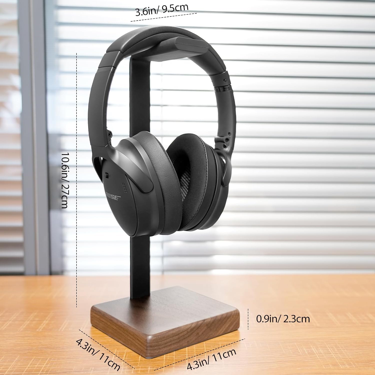 GEVO Headphone Stand for Desk - Wooden Headset Stand for Desk - Wooden Headphone Holder with Airpods Max and More(Square) - Image 6