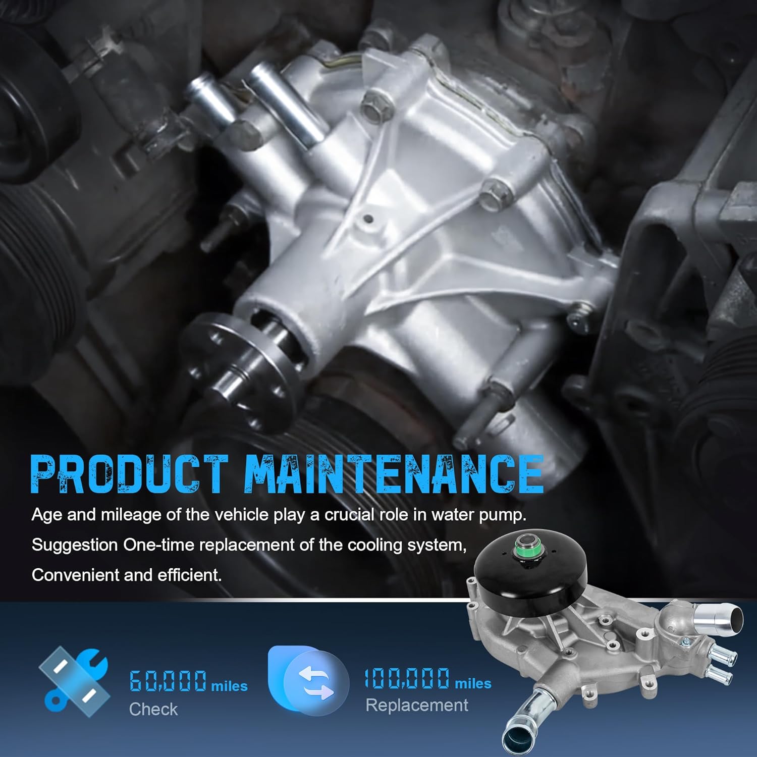 w/Thermostat Engine Aluminum Water Pump Compatible with Chevy Silverado 1500/ Tahoe/Suburban/Trailblazer/Express, GMC Sierra/Yukon, Cadillac, Buick, Hummer, Isuzu V8 4.8/5.3/6.0L
