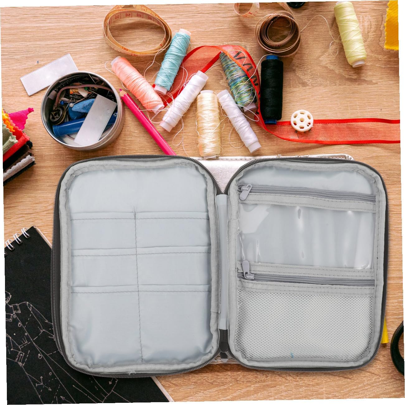 Wire Loop Knitting Needle Storage Bag, Organizer Large Capacity