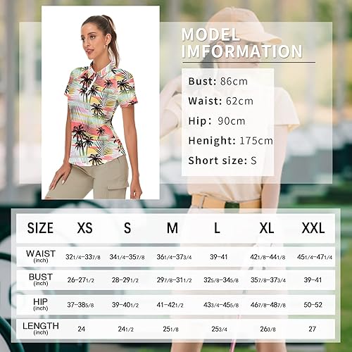 Miniatura 7 de Camisa de golf de manga corta para mujer, camiseta de tenis con cremallera de un cuarto, polo de golf, camisetas de rombos