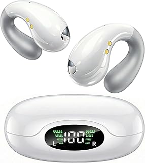 Boytond Ultra Open Ear Earbuds – Ergonomic Clip-On Earbuds, Bone Conduction Over-The-Ear Headphones with Waterproof Design and Secure Fit for Small Ears, Pearl White