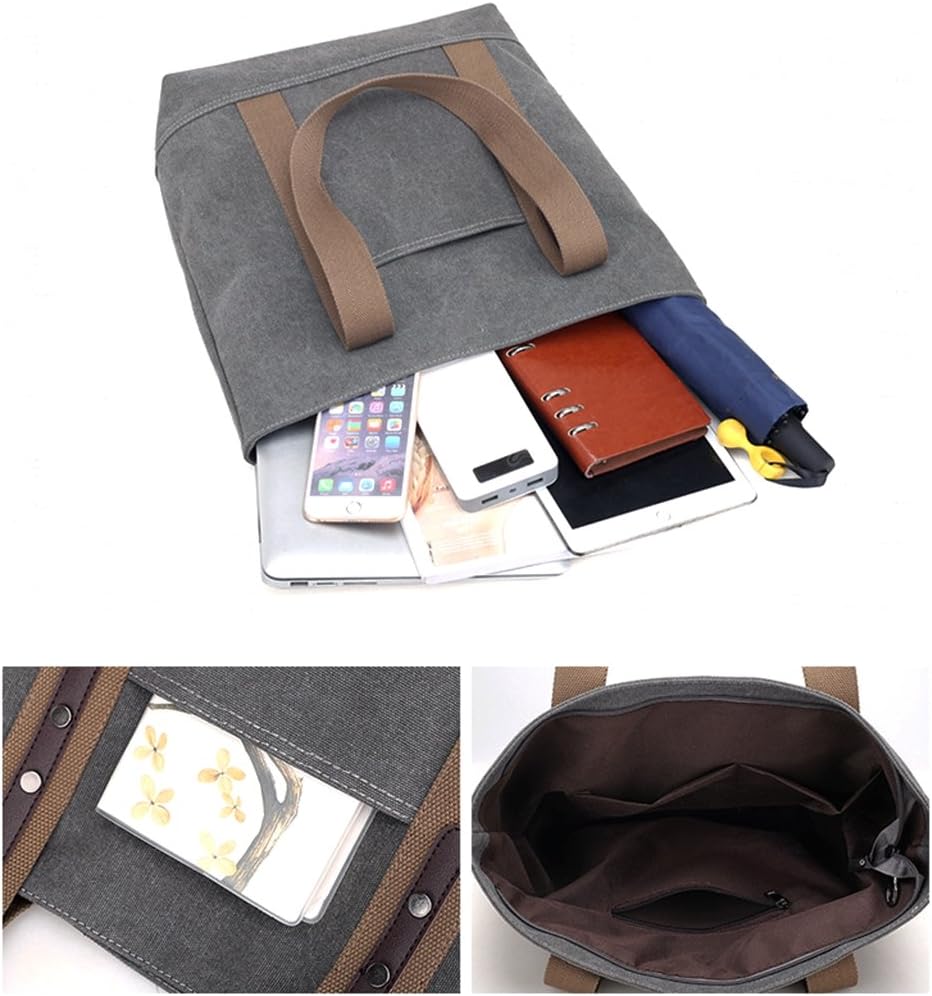 Sunshinejing Women's Canvas Shoulder Bags Retro Casual Handbags Work Bag Tote Purses - Image 4