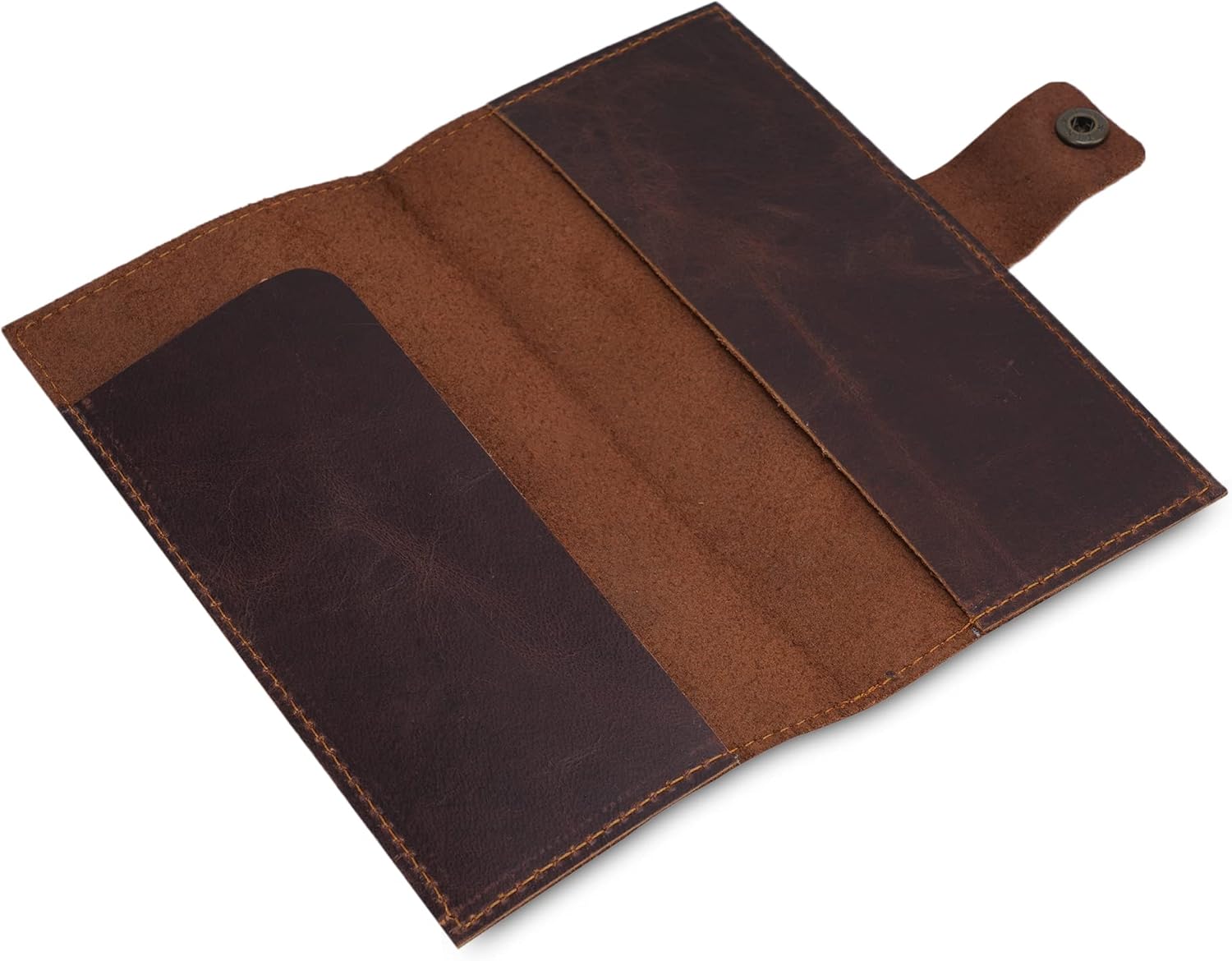 Distressed Leather Checkbook Cover with Pen Holder, Executive Leather Checkbook Wallet for Men Women Slim Vintage Bifold Checkbook Register Organizer for Personal Business Use (Brown) - Image 8