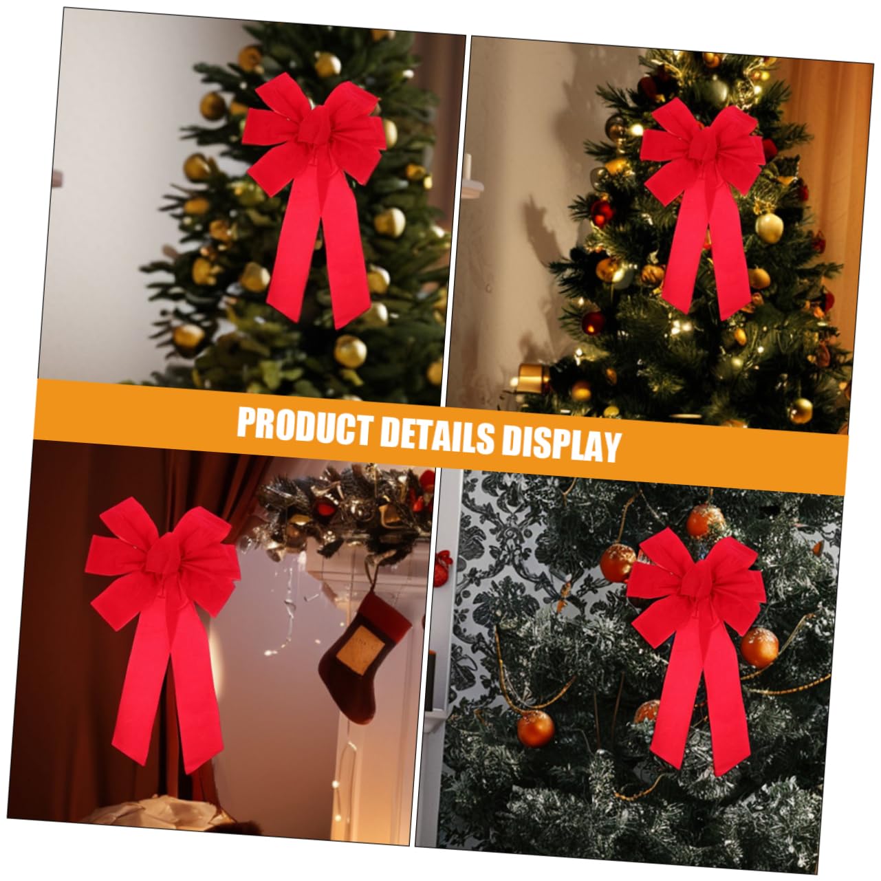 ULTECHNOVO 10pezzi Fiocchi di Velluto Rosso Grande Decorativo Fiocchi per Albero di Natale Velluto Natalizi