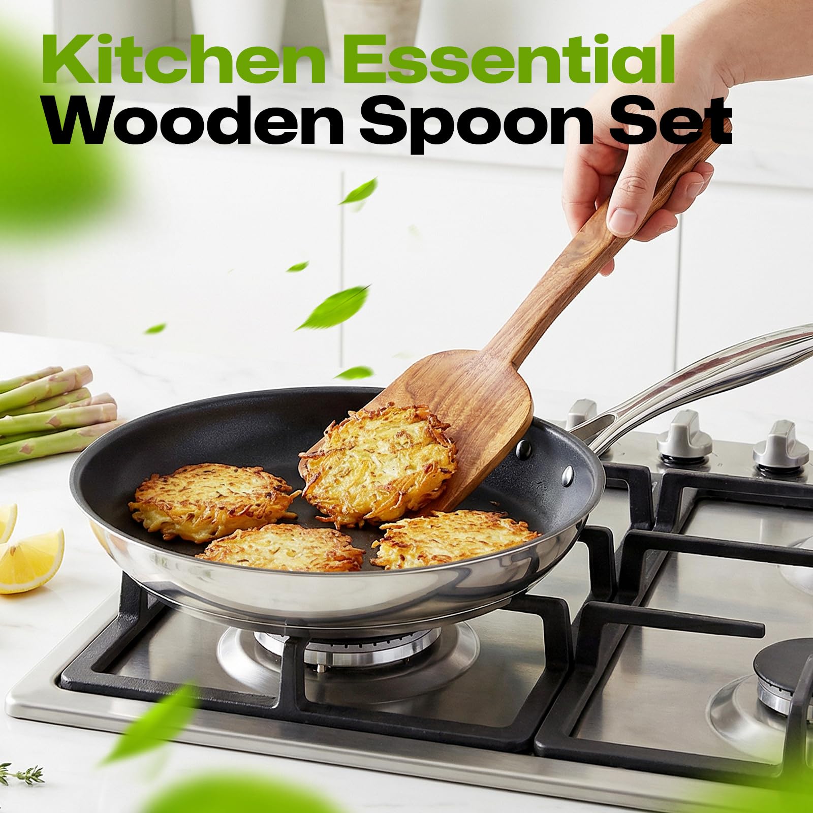 AIUHI Juego de 7 cucharas de cocina de madera