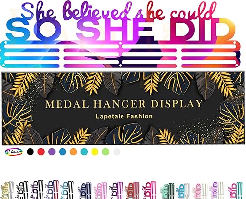 Miniatura 73 de Soporte de medallas deportivas para colgar medallas, estante de pared de 16 pulgadas de largo, premios, cinta, animación, gimnasia, fútbol, softbol
