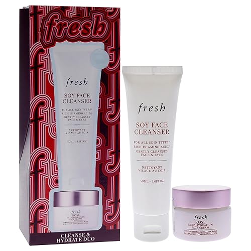 Miniatura 3 de Fresh Kit de limpieza e hidratación para mujer, 2 unidades de 0.5 onzas de hidratación profunda de rosa y ácido hialurónico, 1.6 onzas de soya