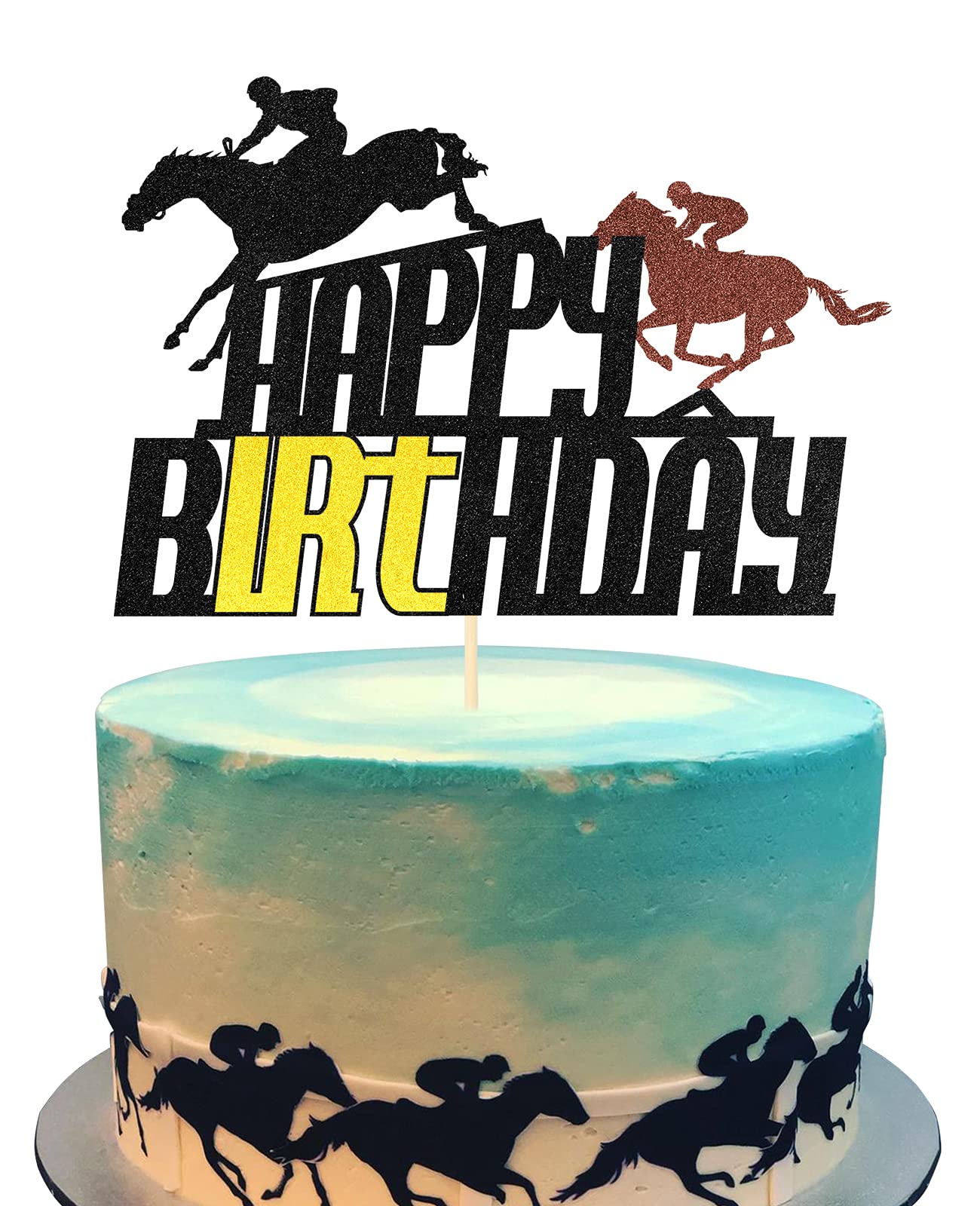 Buy RARITY Glitter Horse Race Happy Birthday Cake Topper for Horse