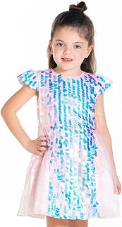 Cherry Crumble Girls Embellished Short Sleeves Party Glitter Dark Summer Dress Price In India
