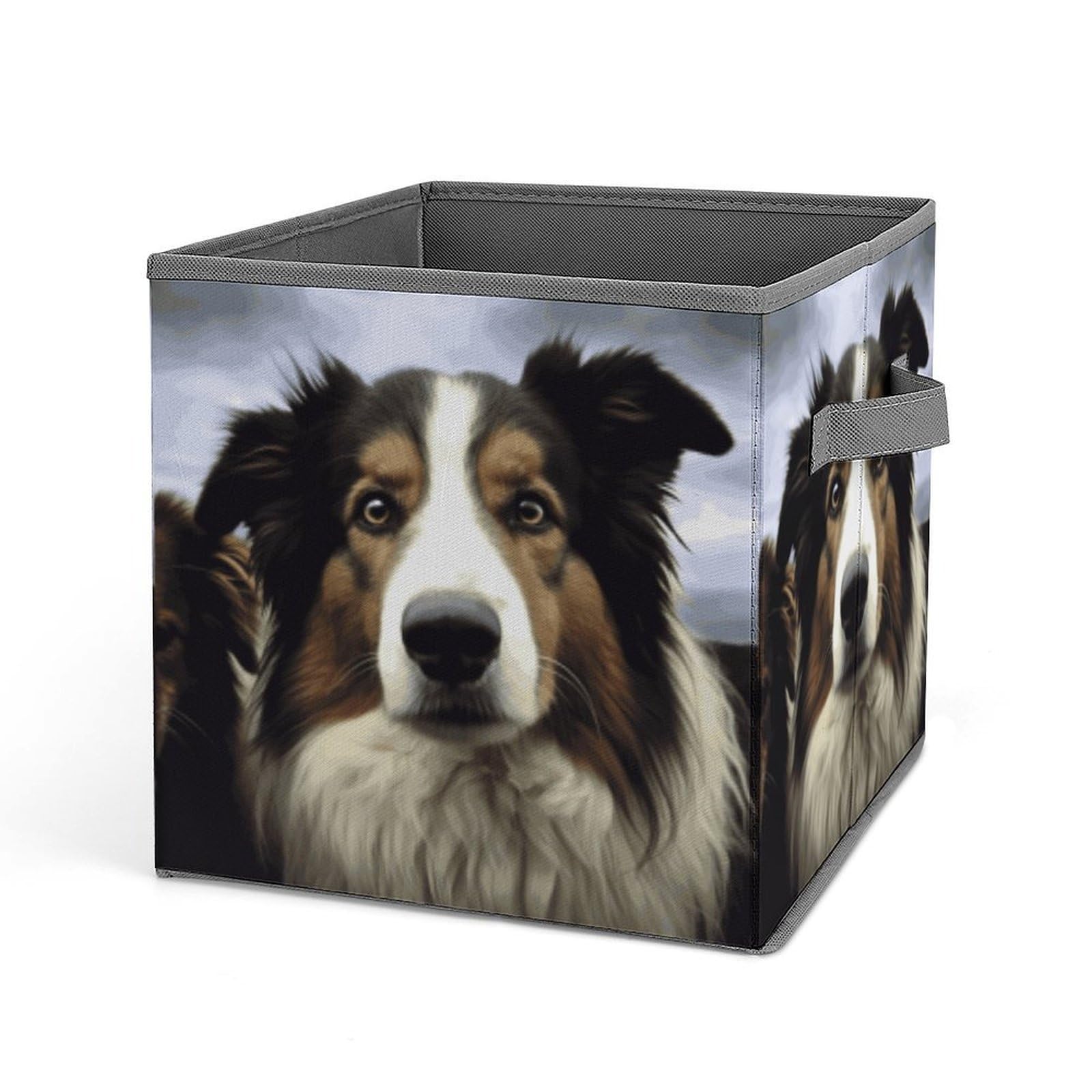 BTCOWZRV Sheep Dog Cube Storage Bins - 11 Inch Heavy Duty Fabric Closet Bins for Shelves, Cube Organizer - Collapsible Storage Boxes with Handle Decorative Clothing Storage Baskets