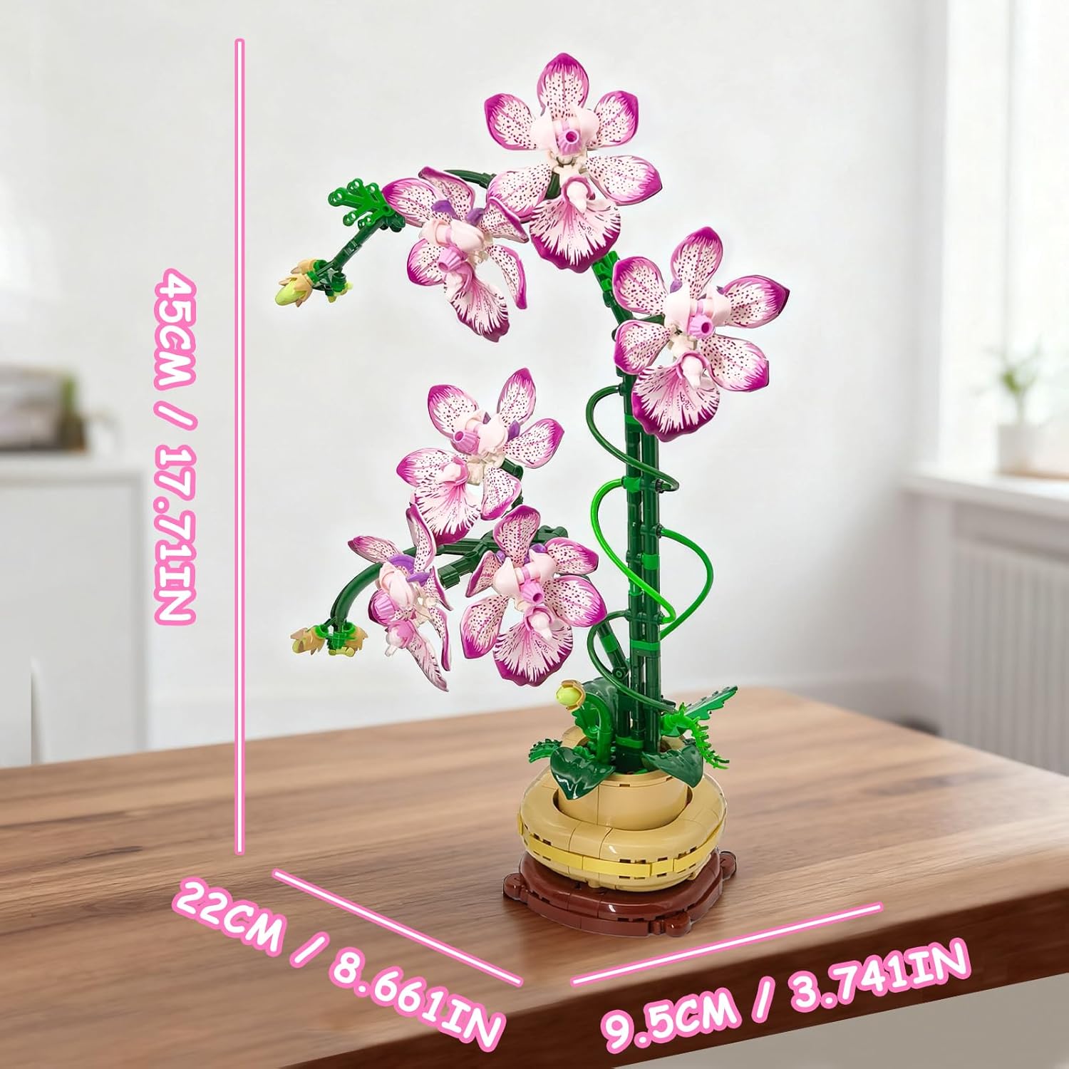Orchid Flowers Building Block Sets, Compatible with Lego 853792 Accessory, Artificial Plant, Botanical Collection for Home, Kitchen, Desk Decor, Best Gift for Mom, Kids, 4+(Purple 697Pcs)