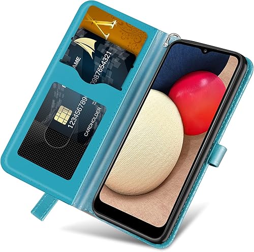 Miniatura 3 de Funda tipo cartera para Samsung Galaxy A03s con tarjetero y ranura a prueba de golpes, funda de piel sintética con función atril y protección