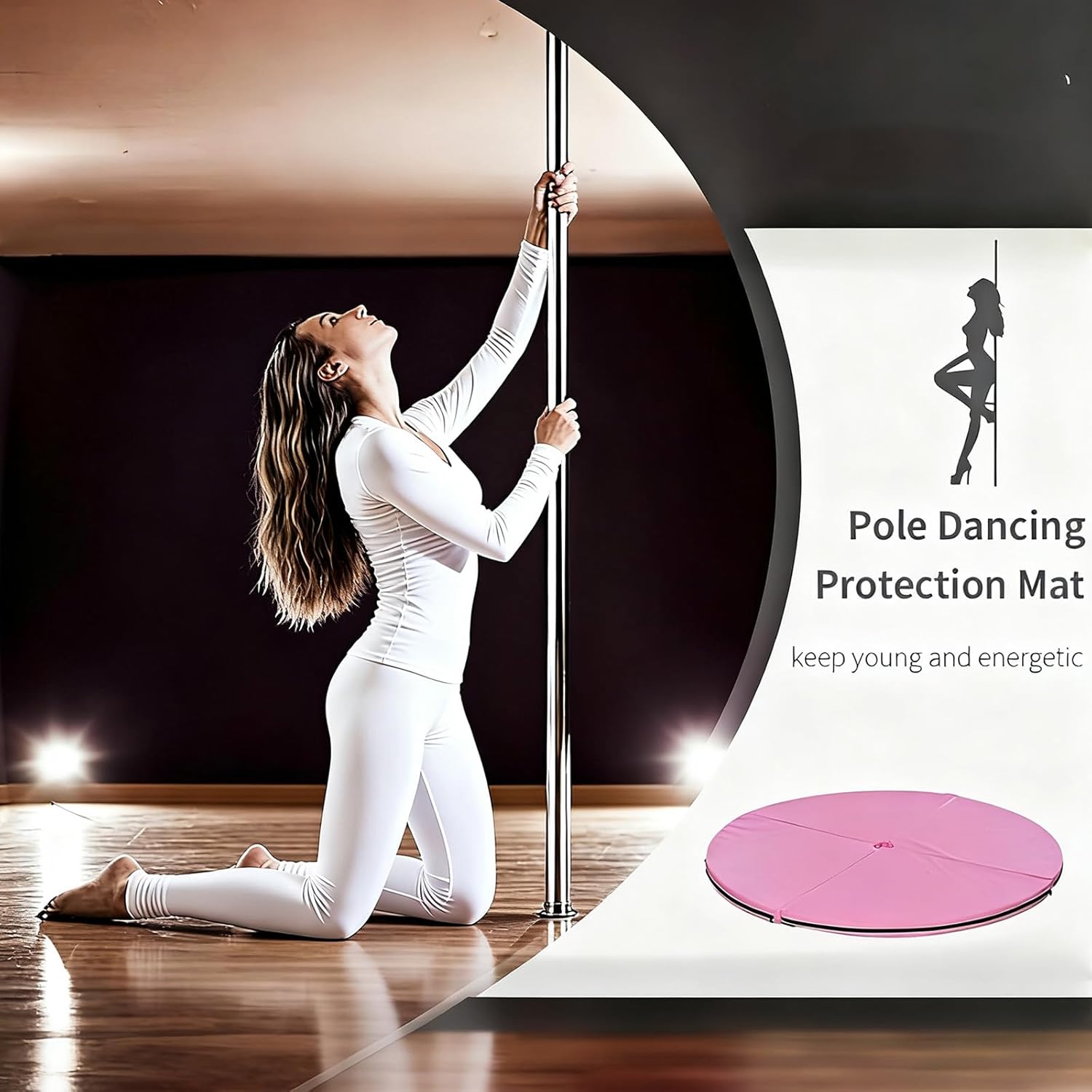 Easy Fold Transportable 4 Fold Round Thick Exercise Mat for Stretching Dance Practice Not Slip Face Multiple Functional Pliable Round Mat