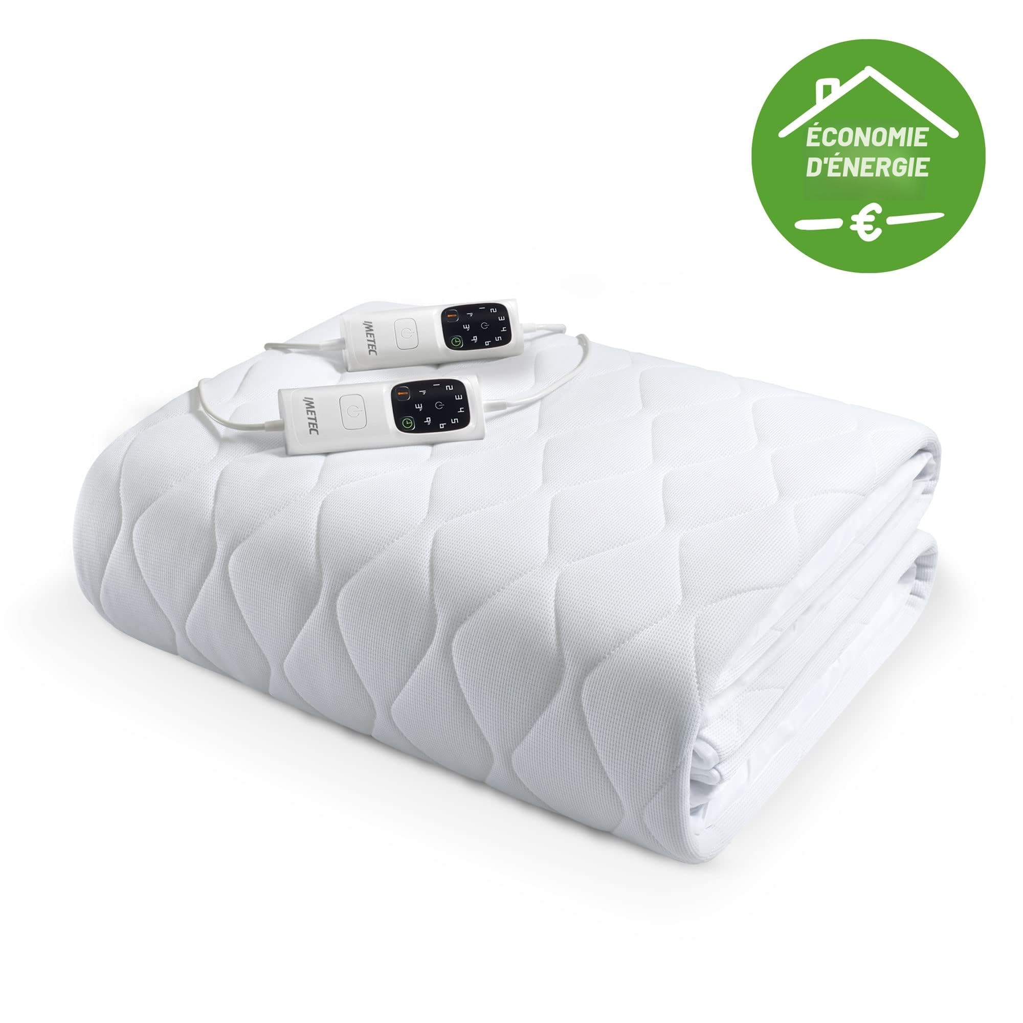 Imetec Surmatelas Chauffant 2 Places Adapto Maxi, 195x165 cm - 6 Températures, Tissu Matelassé Hypoallergénique, Chauffage Rapide, Température Constante, Personnalisée