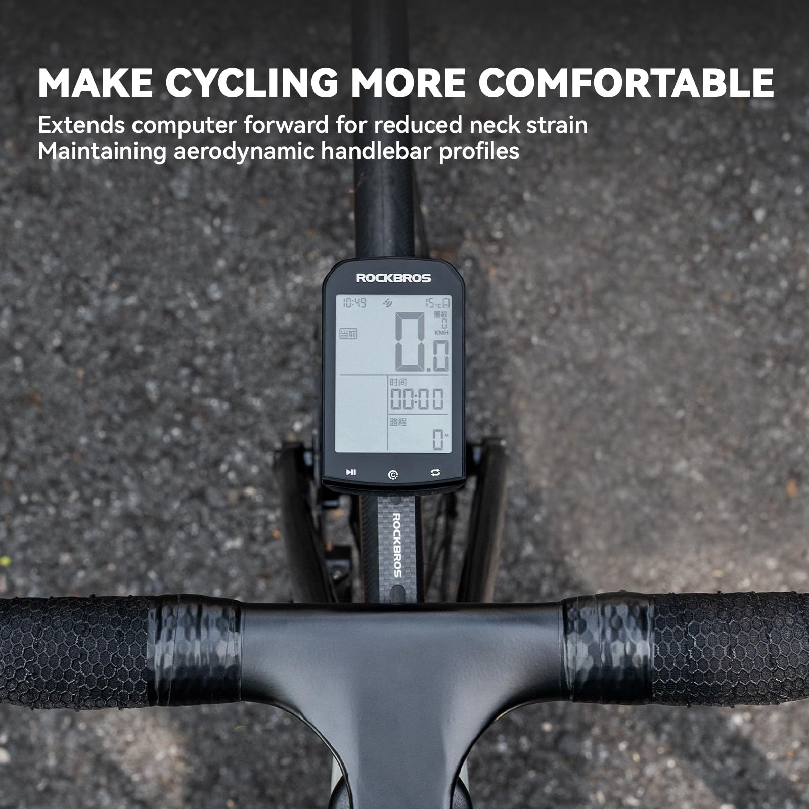 ROCKBROS Soporte para Ciclocomputador de Fibra de Carbono, Montura Delantera Alargada Ultraligera 13g, Compatible con Garmin Edge 540/1050, Wahoo, Bryton, Cámaras de Acción y Luces