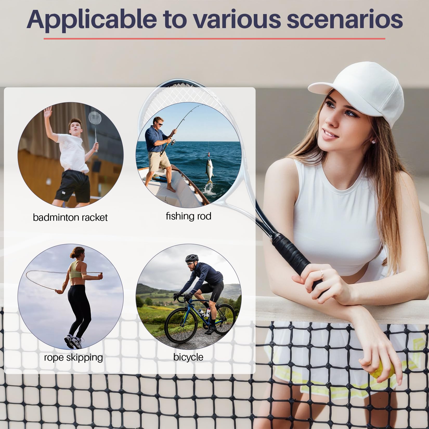 26 nastri antiscivolo per racchetta da tennis, per presa antiscivolo e assorbente del sudore, impugnatura comoda, ad alte prestazioni, per tennis, badminton, pickleball (bianco)