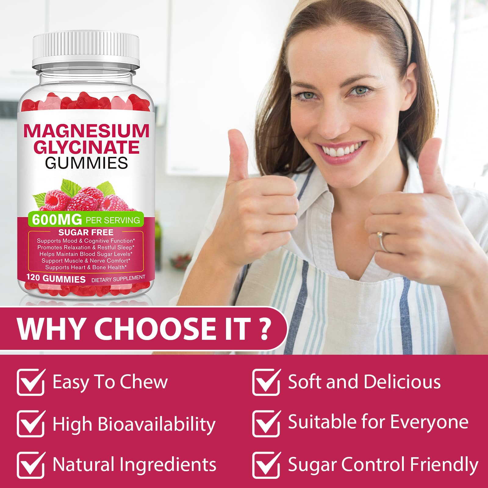 Magnesium Glycinate Gummies 120 Count - Sugar Free Magnesium Supplement - Supports for Sleep, Memory, Mood, Muscle, Relaxation, Heart & Bone Health — Amazon image 7