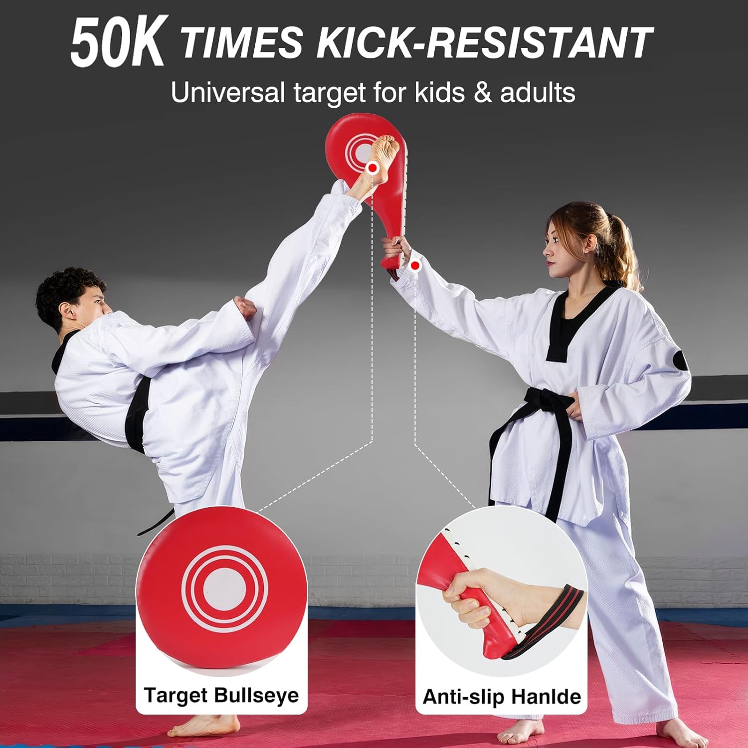 DEWEL Kit da Boxe con Un Paio di Guantoni da Boxe, Un Pad Boxe e Un Colpitori Taekwondo,per L'allenamento Boxe di Karate, MMA, Kickboxing, Karate, Muay Thai, MMA, Wushu eec (4 Pezzi,Rosso)