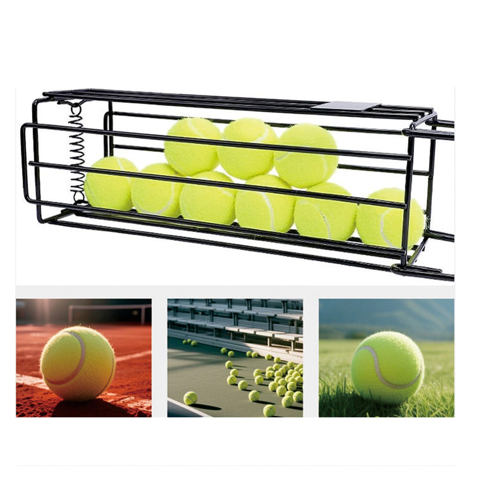 banapoy Cestino Raccoglitore Portatile per Palline da Tennis, Raccolta | Può Contenere Fino a 25 Palline, Raccolta Rapida, Raccolta a Molla, Raccoglitore di Palline con Manico Lungo per