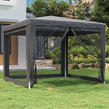 carpas para Patio,pop up Gazebo,Canopy Tent,Party Tent with 4 Mesh Sidewalls Anthracite 9.8x9.8 HDPESuitable for Outdoor, Garden, Camping