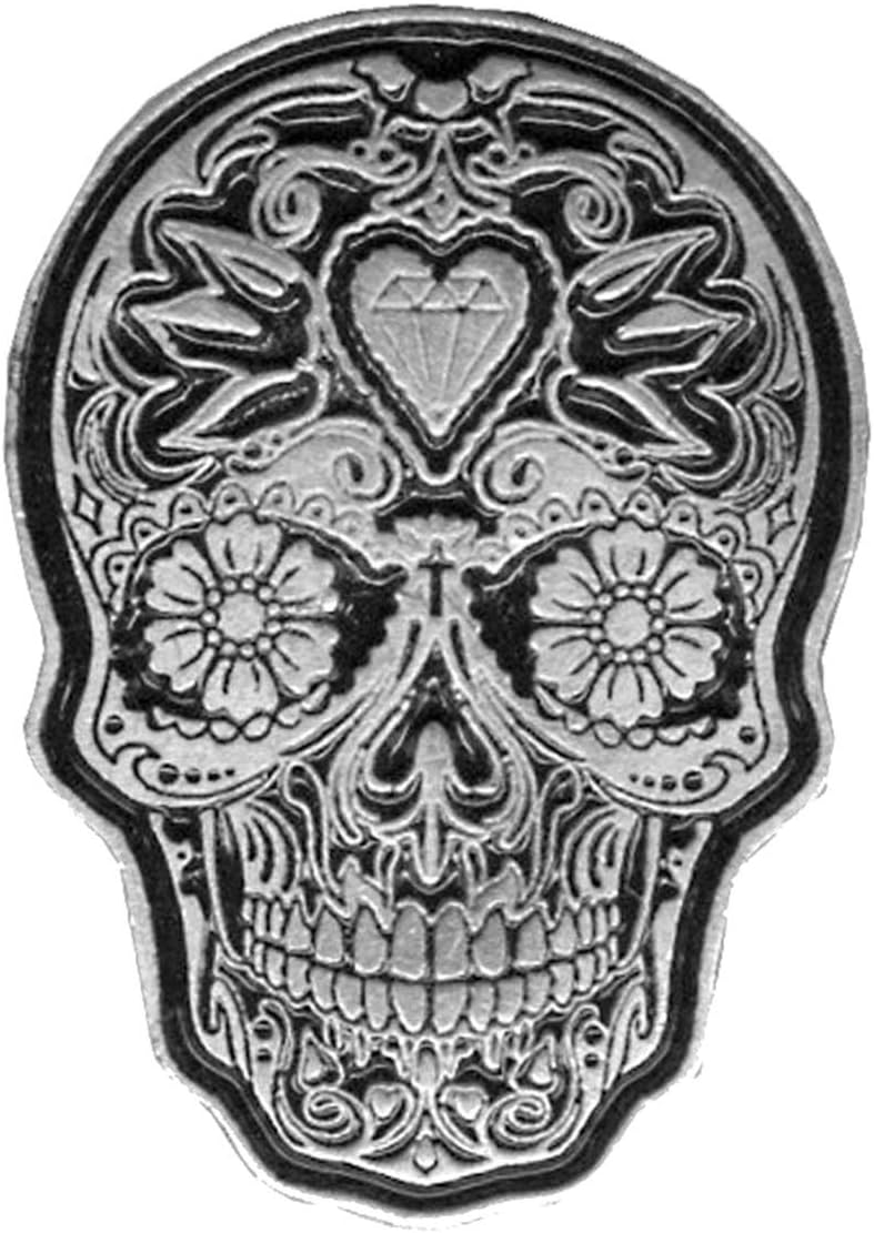 SUGAR SKULL HAT JACKET VEST PEWTER BIKER PIN