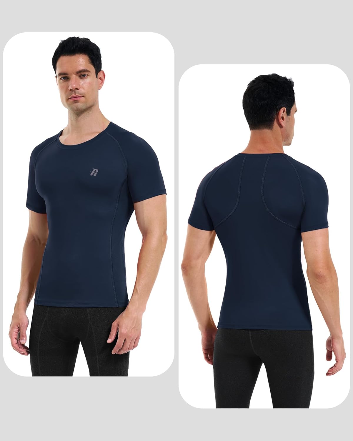 Runhit Men's Compression Shirts Short Sleeve Athletic T Shirt Cool Dry Workout Tops Sports Base Layer Undershirt