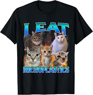 I Eat Microplastics Funny Offensive Cat Meme Bootleg T-Shirt