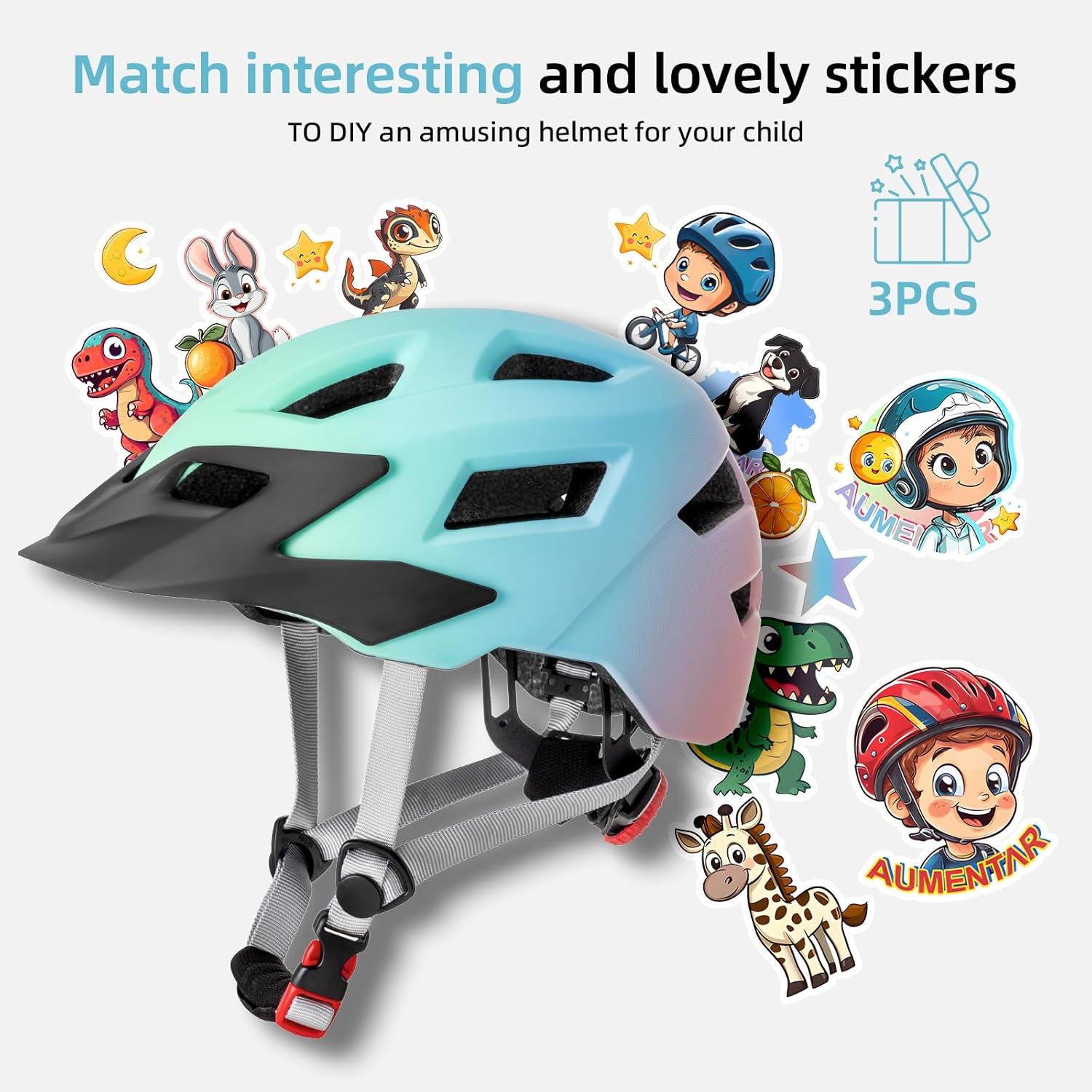 Kids Bike Helmet Boys and Girls Bicycle Helmet with Cool Visor Helmet for Kids 3-14, Children Bike Helmets Youth Bike Helmet Adjustable & Lightweight