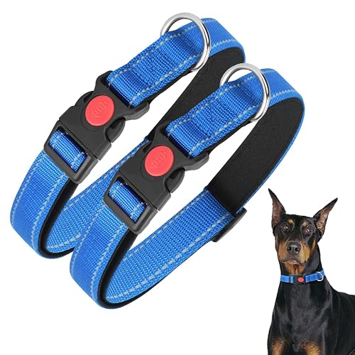 Nobleza - 2× Collar Perro, Collar Nylon Reflectante Suave Acolchado para Perros, Ajustable Collar Perro…